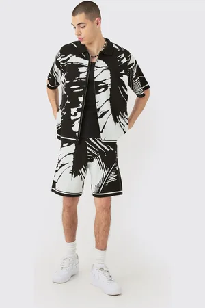 Boohoo Conjunto De Pantalón Corto Y Camisa Recta Con Estampado Abstracto