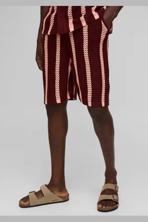 Boohoo Pantalón Corto Holgado De Punto Calado Con Rayas Y Corte Largo