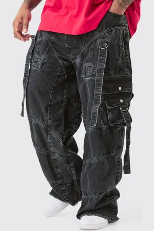 Boohoo Vaqueros Plus Holgados Sin Tratar Con Hebilla Y Tiras