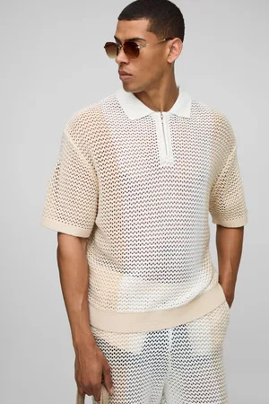 Boohoo Polo Recto De Punto Calado Con Cremallera En El Cuello Y Colores En Bloque