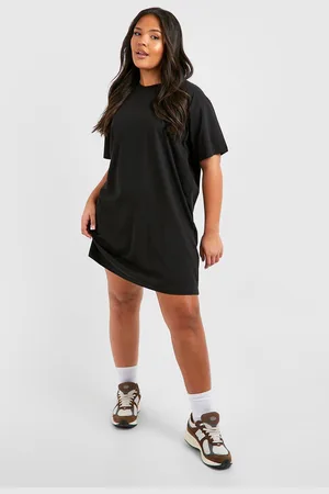 Boohoo Vestido Camiseta Plus De Algodón Y Manga Corta