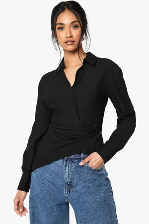 Boohoo Blusa Cruzada Efecto Lino