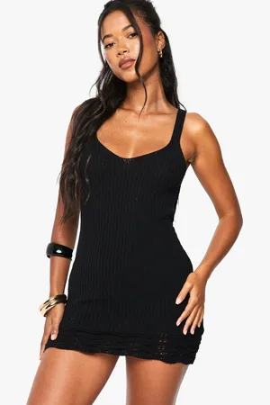 Boohoo Vestido Mini De Punto Con Detalle De Croché Para La Playa