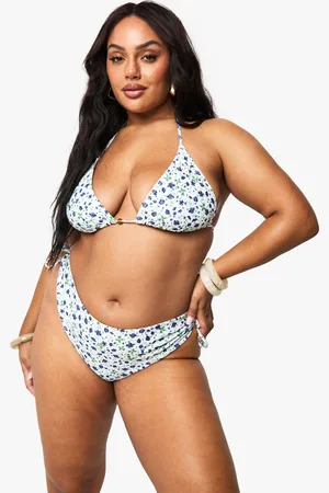 Boohoo Braguita De Biquini Plus Asimétrica De Florecillas Con Cuentas Y Atadura Lateral