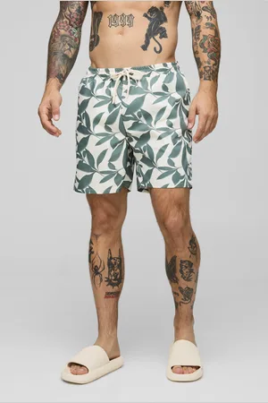 Boohoo Bañador De Largo Medio Con Estampado De Hojas