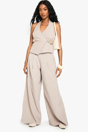 Boohoo Pantalón De Tela Martillado Con Pernera Súper Ancha
