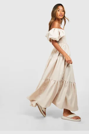 Boohoo Vestido Midaxi Holgado Escalonado Fruncido