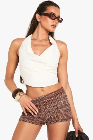 Boohoo Top Crop Efecto Lino Cruzado