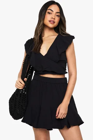 Boohoo Minifalda De Estopilla Con Filo Godet