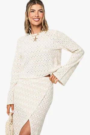 Boohoo Top Para La Playa De Punto En Zigzag Con Atadura Frontal