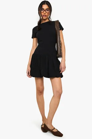 Boohoo Vestido Camiseta Con Filo De Bola Abullonado