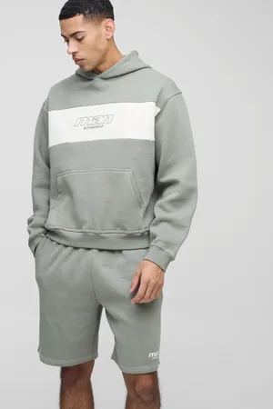 Boohoo Chándal Oversize Man Recto De Pantalón Corto Y Sudadera Con Capucha Y Colores En Bloque