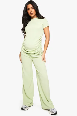 Boohoo Conjunto Coordinado Premamá De Pantalón De Pernera Ancha Y Camiseta Con Lateral Fruncido