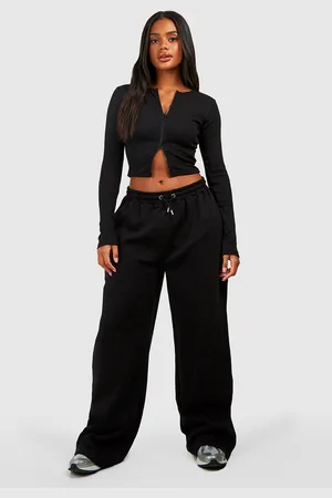 Boohoo Conjunto De Pantalón Deportivo De Pernera Recta Y Top De Manga Larga Y Canalé Con Cremallera Doble