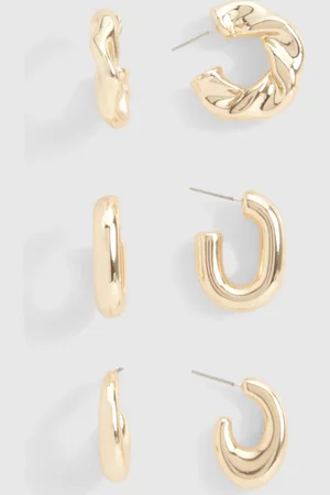 Boohoo Multipaquete De Pendientes Dorados De Aro Gruesos