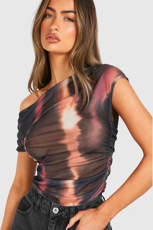 Boohoo Top De Malla Asimétrico Con Mangas Casquillo