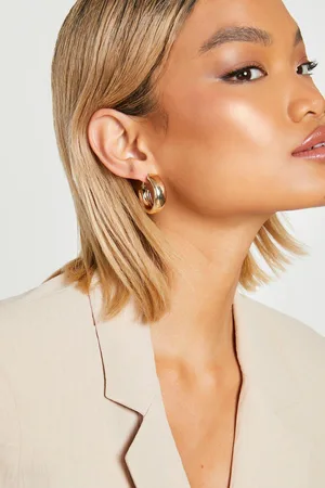 Boohoo Pendientes Dorados Sencillos Gruesos