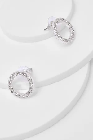 Boohoo Pendientes Plateados Con Círculo E Incrustaciones
