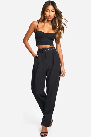 Boohoo Pantalón Tobillero Con Cinturón De Tela Propia