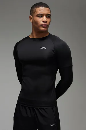Boohoo Camiseta Man Active Híbrida De Malla Y Manga Larga Ajustada Al Músculo