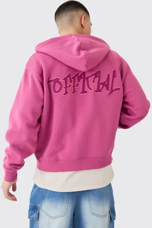 Boohoo Sudadera Official Recta Con Capucha, Cremallera Y Grafiti