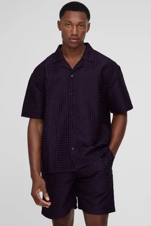 Boohoo Conjunto De Pantalón Corto Holgado Y Camisa Oversize De Tela Gofre Texturizada Con Solapas