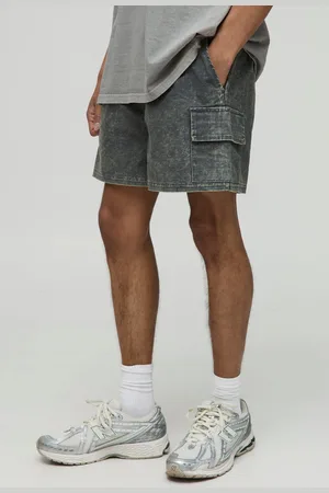 Boohoo Pantalón Corto Cargo Desteñido Con Costuras Antidesgarros Y Cintura Elástica