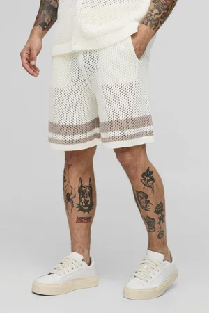 Boohoo Pantalón Corto Holgado De Punto Calado Con Rayas