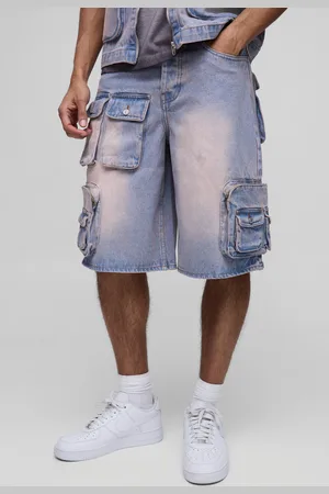 Boohoo Pantalón Corto Vaquero Regular Cargo Con Lavado A La Piedra Rosa