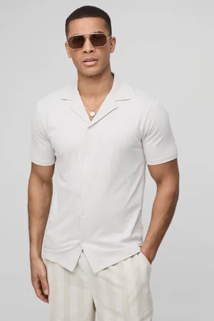 Boohoo Camisa Ajustada De Manga Corta Y Tela Jersey Con Solapas