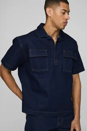 Boohoo Camisa De Manga Corta Estilo Rugby Vaquera Añil