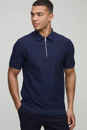 Boohoo Polo Ajustado De Manga Corta Texturizado Con Cremallera Y Cuello