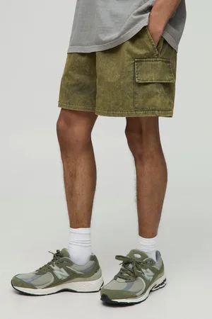 Boohoo Pantalón Corto Cargo Desteñido Con Costuras Antidesgarros Y Cintura Elástica
