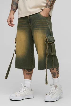 Boohoo Pantalón Corto Vaquero Largo Cargo Tintado Con Cintura Doble