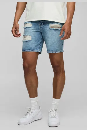 Boohoo Pantalón Corto Vaquero Ajustado Desteñido Roto