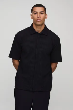 Boohoo Camisa Oversize De Tela Jersey Y Canalé Con Solapa Oculta