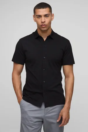 Boohoo Camisa Ajustada De Manga Corta Y Tela Jersey Con Solapas