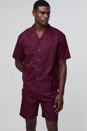 Boohoo Conjunto Oversize De Pantalón Corto Holgado Y Camisa De Raso Con Solapas Y Estampado De Cuadros