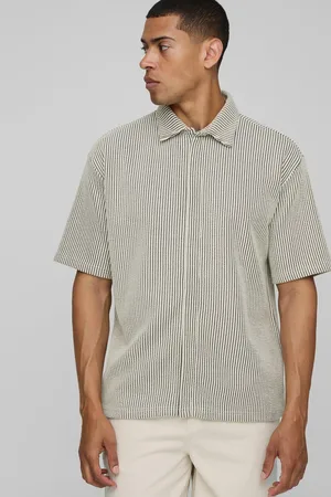 Boohoo Camisa Oversize De Tela Jersey Y Canalé Con Solapa Oculta