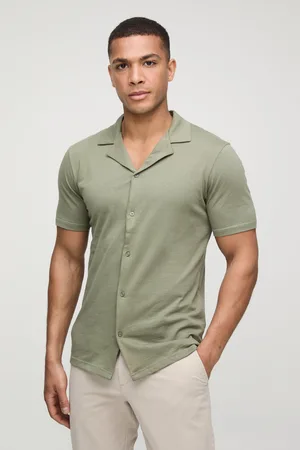 Boohoo Camisa Ajustada De Manga Corta Y Tela Jersey Con Solapas