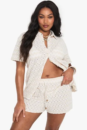 Boohoo Pantalón Corto Plus Para La Playa De Punto En Zigzag