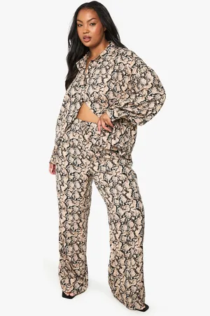 Boohoo Pantalón Plus De Pernera Ancha Con Cordón Elástico En La Cintura