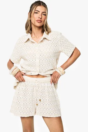 Boohoo Pantalón Corto Para La Playa De Punto En Zigzag