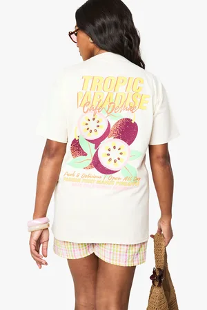 Boohoo Camiseta Plus Oversize Con Estampado Tropical Paradise