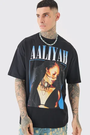 Boohoo Camiseta Tall Negra Con Estampado De Aaliyah