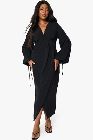 Boohoo Vestido Plus Maxi Envolvente Con Mangas De Blusón