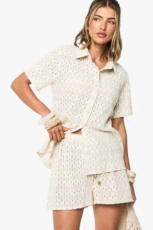 Boohoo Camisa Para La Playa De Punto En Zigzag