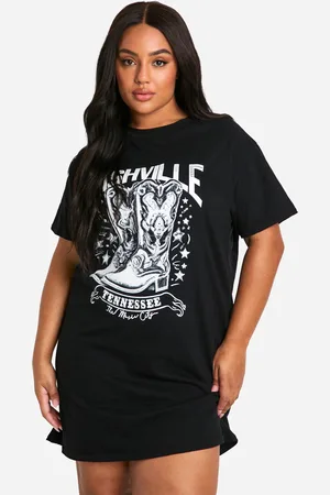 Boohoo Vestido Camiseta Plus Con Estampado De Nashville
