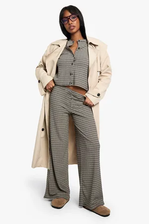 Boohoo Pantalón De Pernera Ancha Y Tela Jersey Con Estampado De Rayas