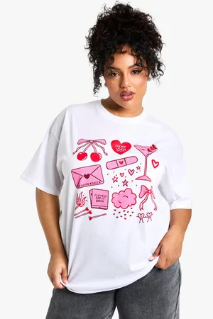 Boohoo Camiseta Plus Oversize Con Estampado Girly